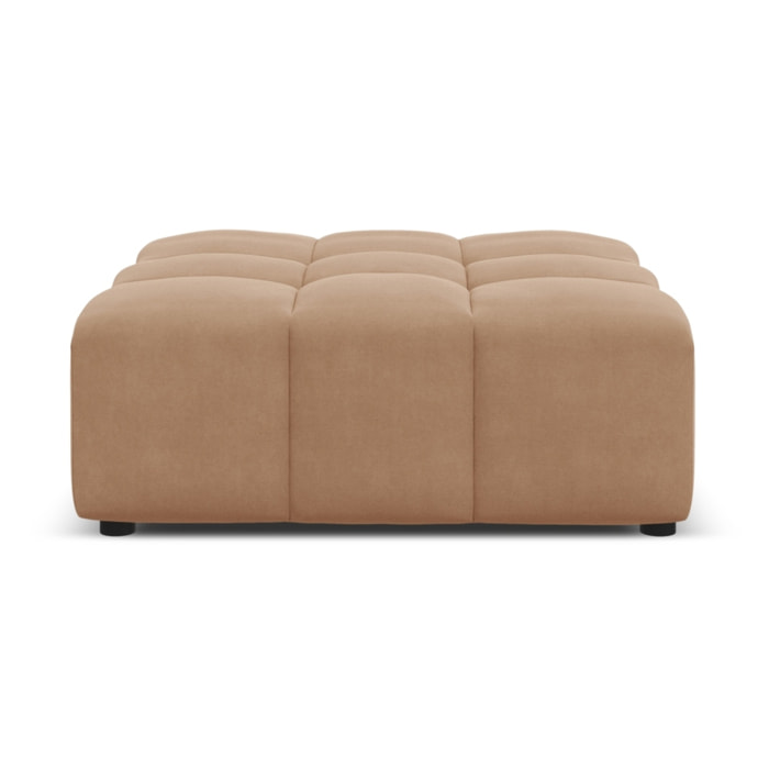 Pouf "Luc" en velours beige foncé