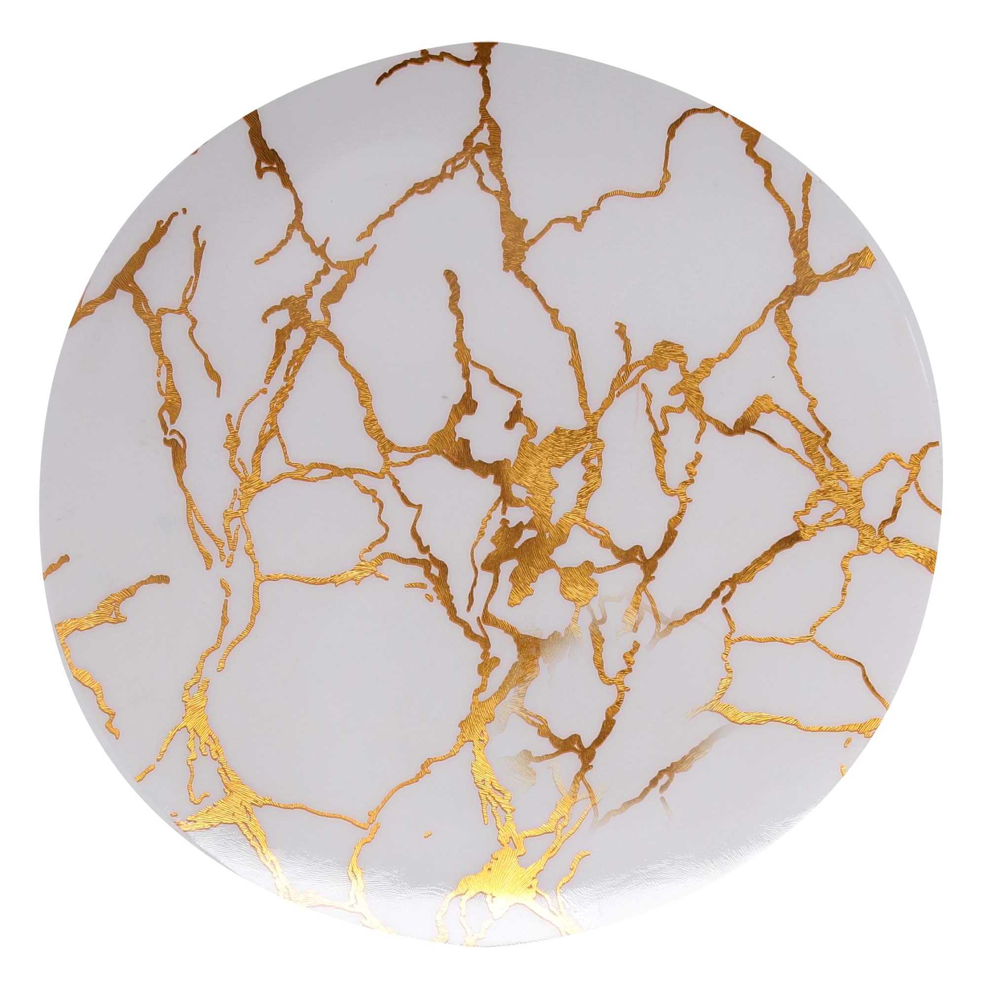 Tovaglietta in plastica bianco e oro effetto marmo tondo cm ø38