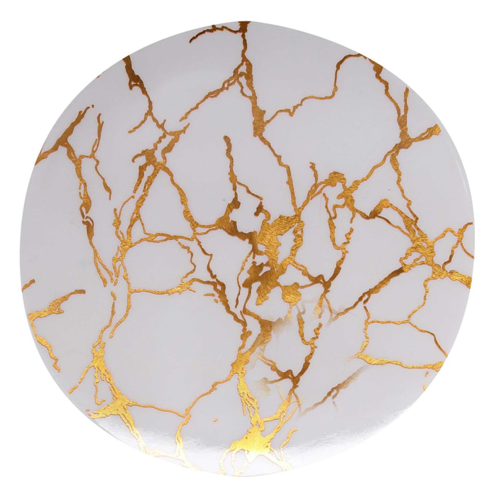Tovaglietta in plastica bianco e oro effetto marmo tondo cm ø38