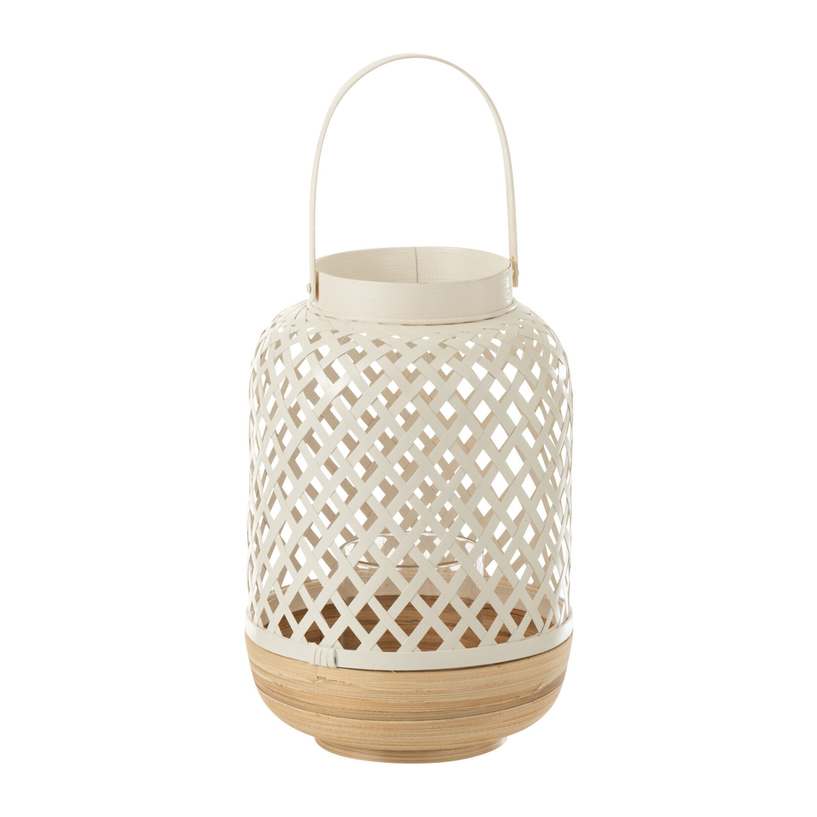 J-Line lanterne Evi - bambou - blanc - small