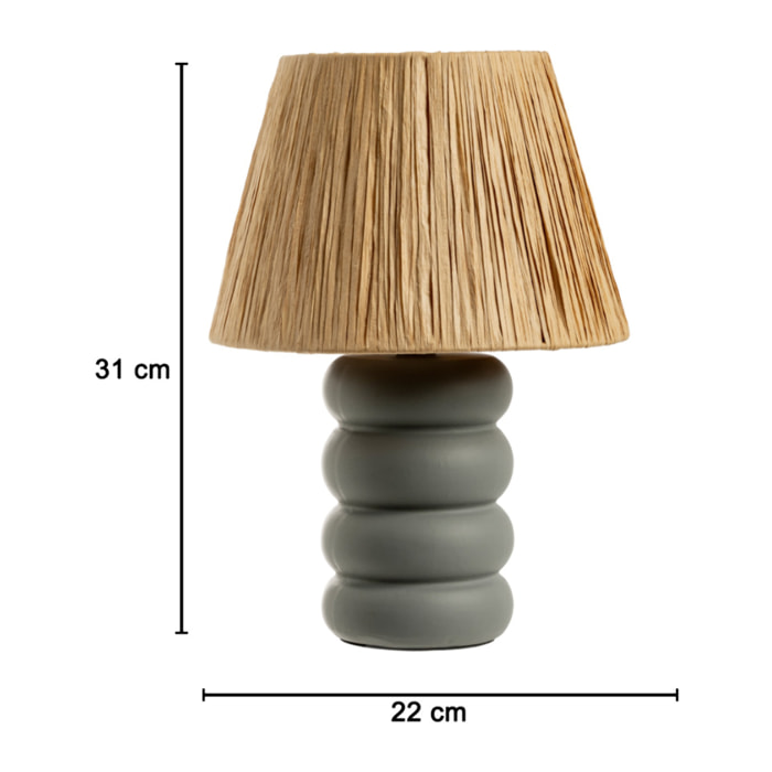 Lampada Da Tavolo Comodino Ricaricabile Accensione On/Off Modello Atene Small Grigio
