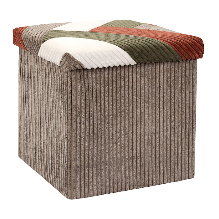 Coffre Pouf - HOME DECO FACTORY - Scott - Pliable - Patchwork - Multicolore