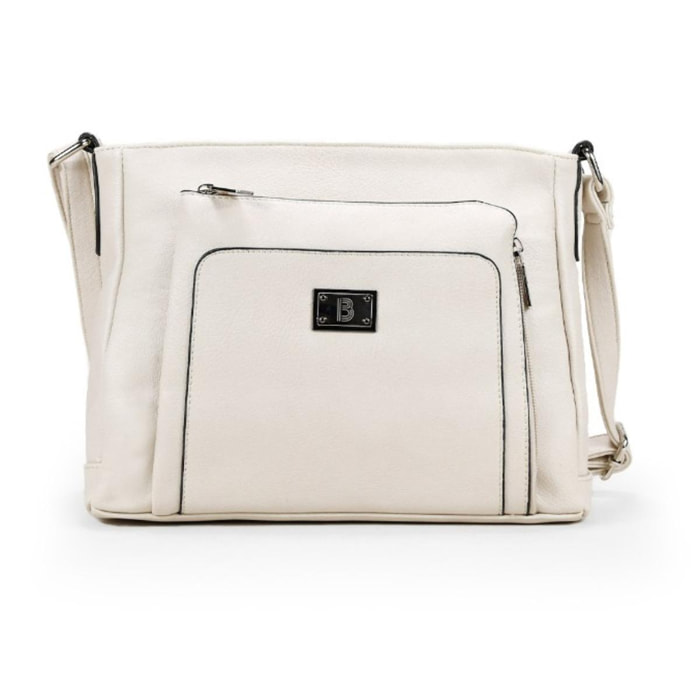 Bolso bandolera beige con bolsillo