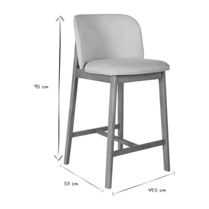 Tabourets de bar en tissu effet velours texturé beige et bois clair H69 cm (lot de 2) TIEGA