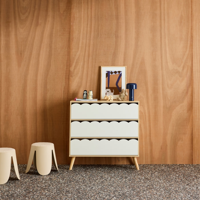Commode enfant décor bois 3 tiroirs AZUR