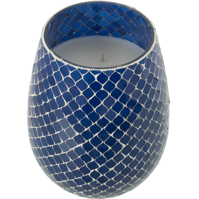 J-Line bougie parfumée Mia Mosaïque - Juniper Love - verre - bleu - medium - 120H