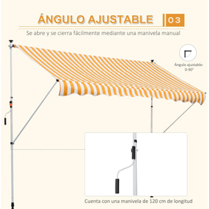 Toldo Portátil Balcón Plegable de Aluminio 3x1.5m Amarillo