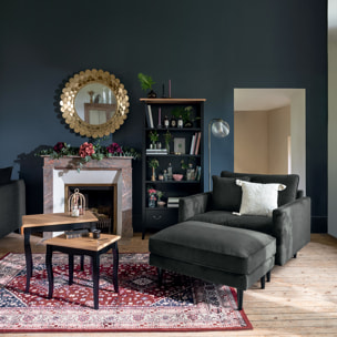 Fauteuil XL "Candice" - velours - vert kaki