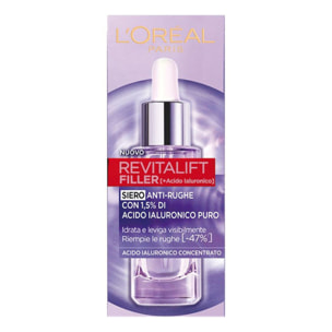 Siero Viso Anti-Rughe Rimpolpante Idratante Levigante Revitalift Filler con Acido Ialuronico - Flacone da 30ml