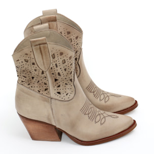 Stivaletti texani in vera pelle nabuk laserata