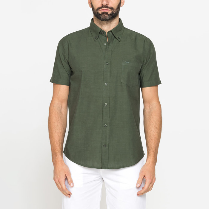 CAMICIA IN COTONE FIAMMATO EFFETTO LINO