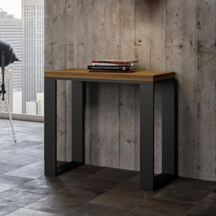 Console extensible portefeuille 90x45/90 cm Tecno Libra Chêne Nature cadre Anthracite