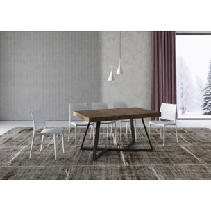 Table extensible 90x160/420 cm Booster noyer pieds anthracite