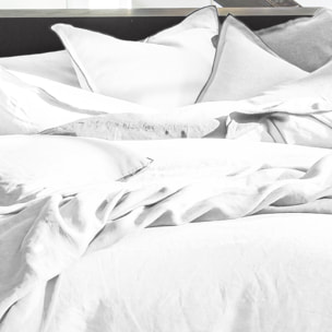 Housse De Couette 100% lin lavé Blanc Parfait