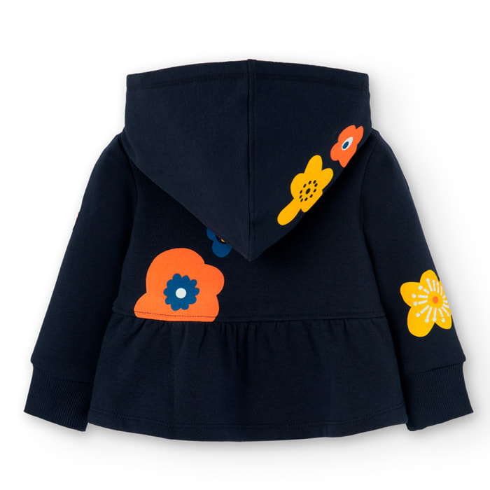 Chaqueta felpa con capucha de bebé niña