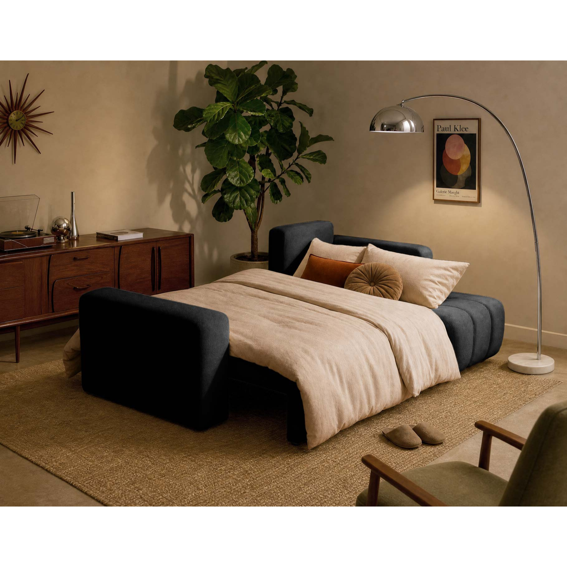 Nicole - canapé d'angle réversible 4 places convertible avec coffre en tissu - Gris Anthracite