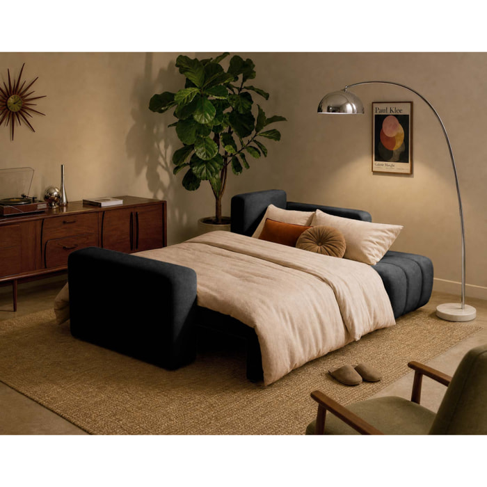 Nicole - canapé d'angle réversible 4 places convertible avec coffre en tissu - Gris Anthracite