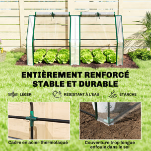 Mini serre de jardin serre à tomates 180L x 90l x 90H cm acier PE haute densité 140 g/m² anti-UV 2 fenêtres avec zip enroulables transparent