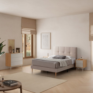 Cómoda de noche Cuzco 3 cajones color Roble/Gris