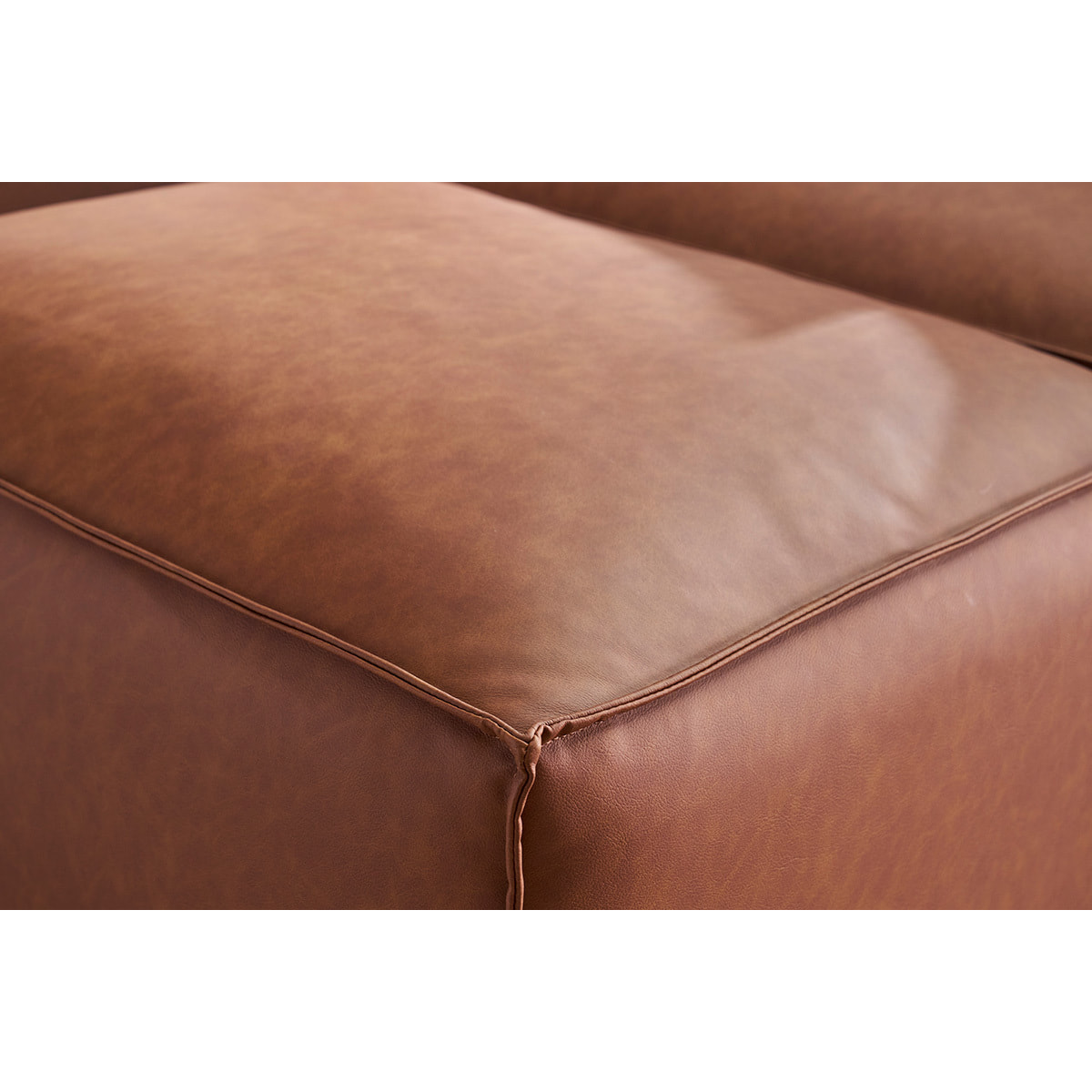 Pouf repose pieds en cuir marron SPLIT
