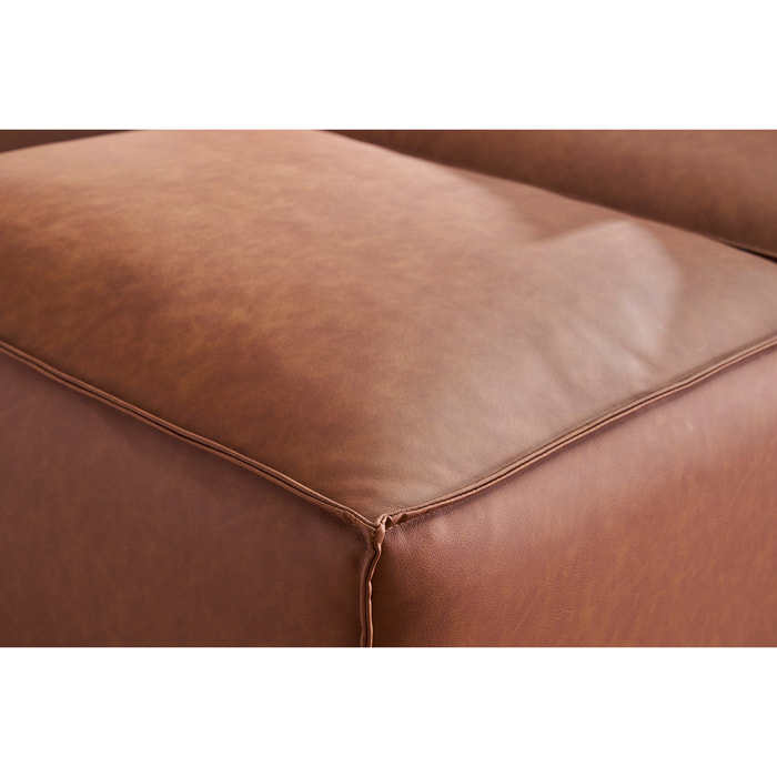Pouf repose pieds en cuir marron SPLIT