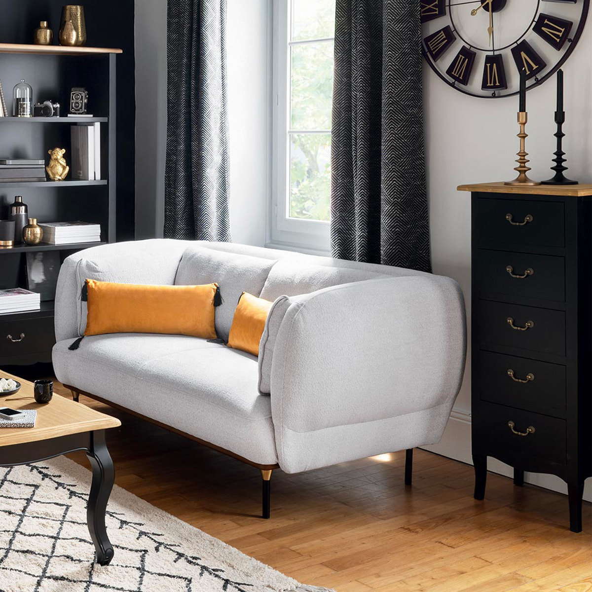 Chiffonnier "Chrysa" noir 5 tiroirs