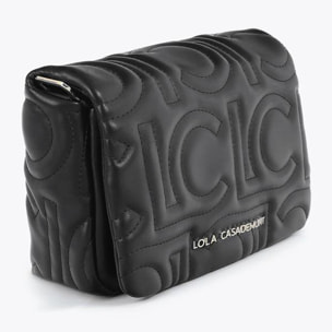 Tracolla Trapuntata con Logo in Pelle Sintetica con Tracolla Mista a Catena