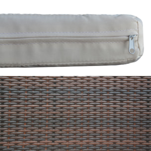 Salon de jardin CORFOU en résine tressée marron 4 places - coussins beige