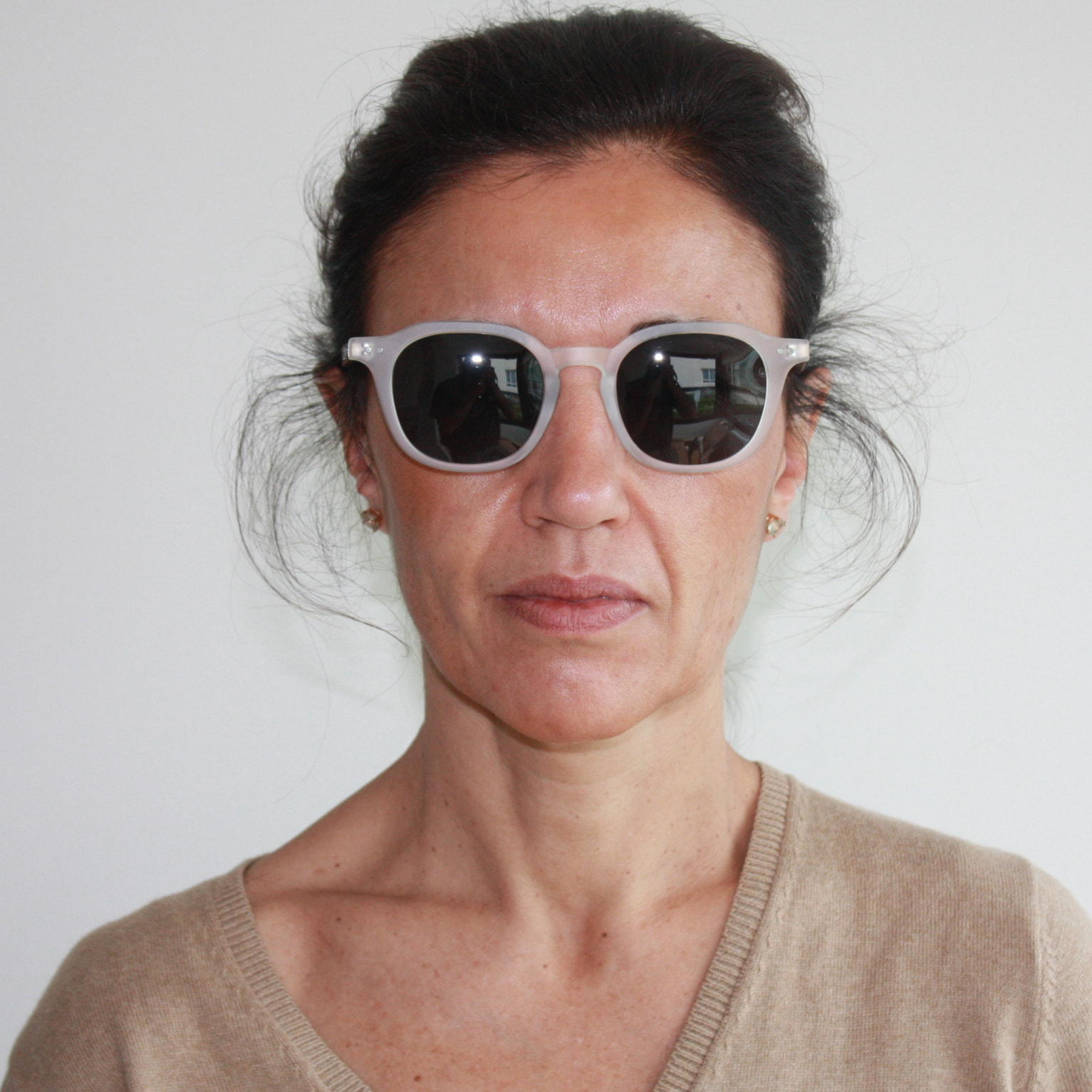 Gafas de sol OCEAN HILL - Blanco transparente mate con patillas en carey y / Ahumada
