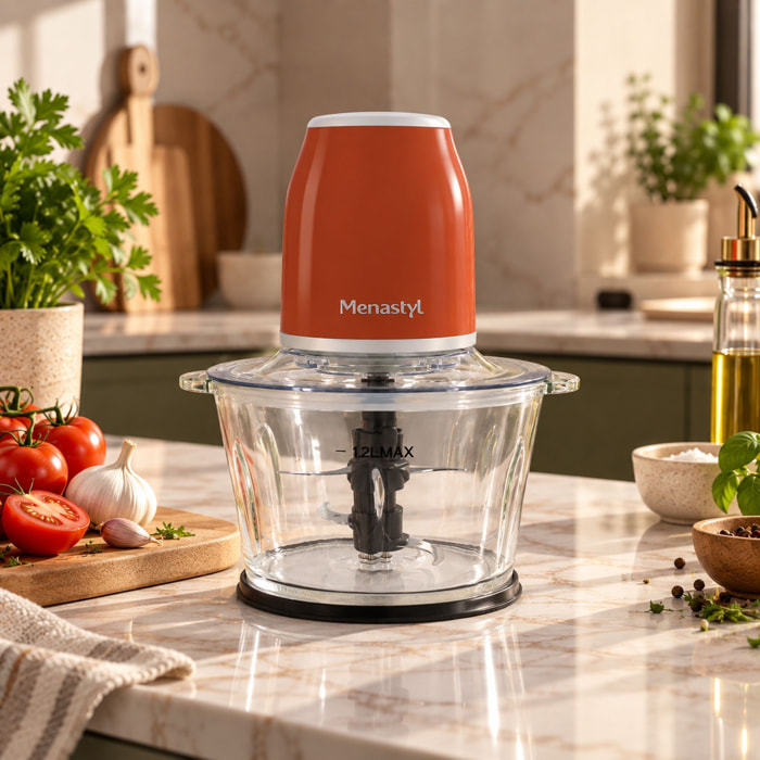 Hachoir électrique 1,2L brique RETRO