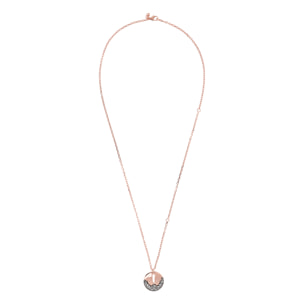 Collana con Pendente Tondo e Dettaglio Pavé in Cubic Zirconia Bianche Placcata Oro Rosa 18kt