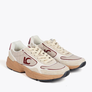 Sneaker con Suola Running in Tessuto e Pelle