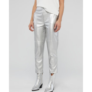 Pantaloni effetto pelle argento