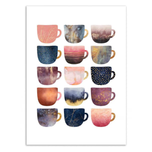 Art-Poster - Pretty coffee cups - Pink series - Elisabeth Fredriksson - 50 x 70 cm