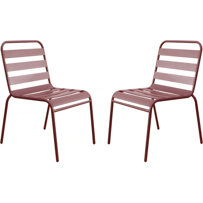 Lot de 2 chaises de jardin en métal empilables "Bilbao" - Terracotta