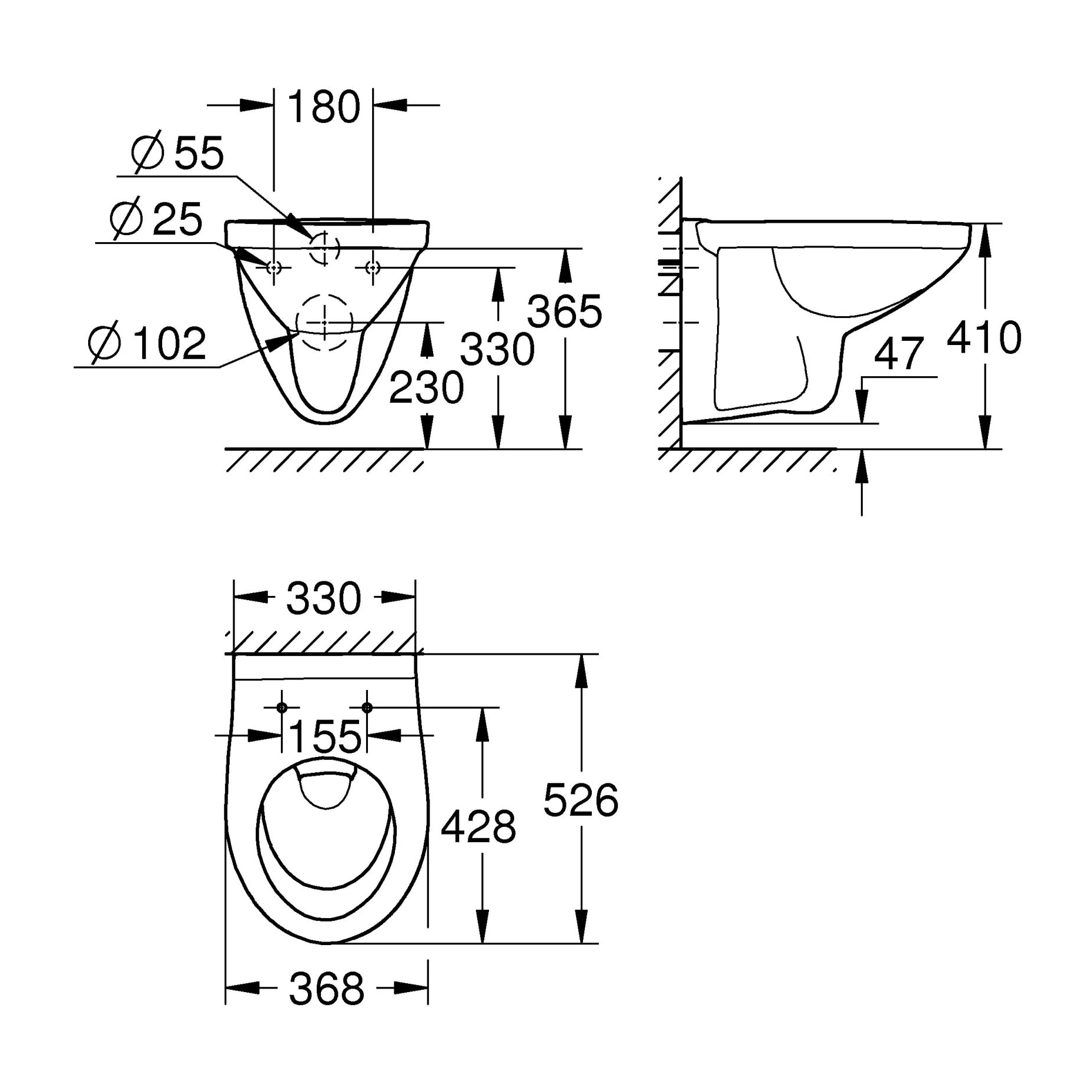 GROHE Bau Ceramic Cuvette WC suspendue Blanc alpin 39491000