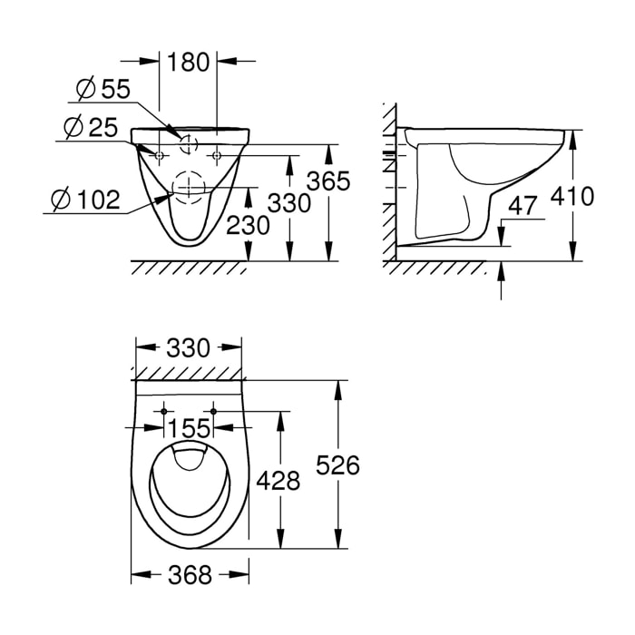 GROHE Bau Ceramic Cuvette WC suspendue Blanc alpin 39491000