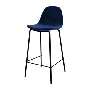 Lot de 2 chaises pour îlot central 65 cm en velours bleu foncé - Henrik
