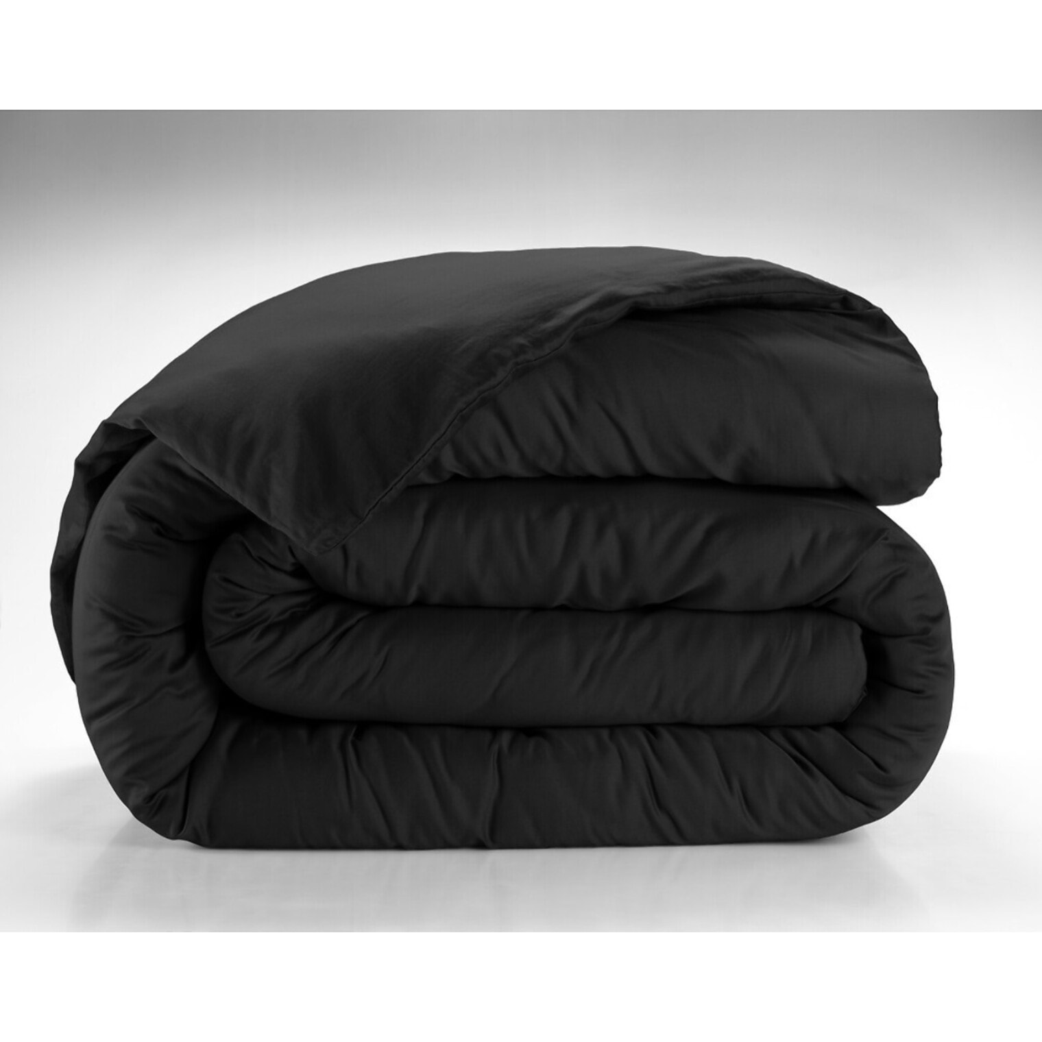 Housse De Couette 100% Satin de Coton lavé 105 Fils Noir
