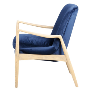 Fauteuil velours bleu foncé