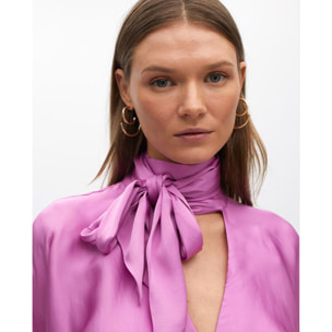 Blusa in Raso Fluida con Fiocco