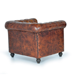 Sillón de Piel de Búfalo 96 Cm Estilo Chester