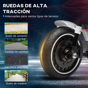 Moto Eléctrica para Niños de 18-36 Meses, Moto Eléctrica Infantil con Batería 6V, Faro y Ruedas Auxiliares Desmontables, Carga 25 kg, Blanco