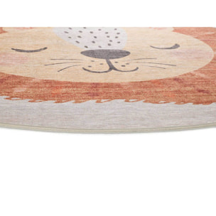 CANDY Alfombra redonda infantil lavable con leÃ³n caldera, 120Ã cm