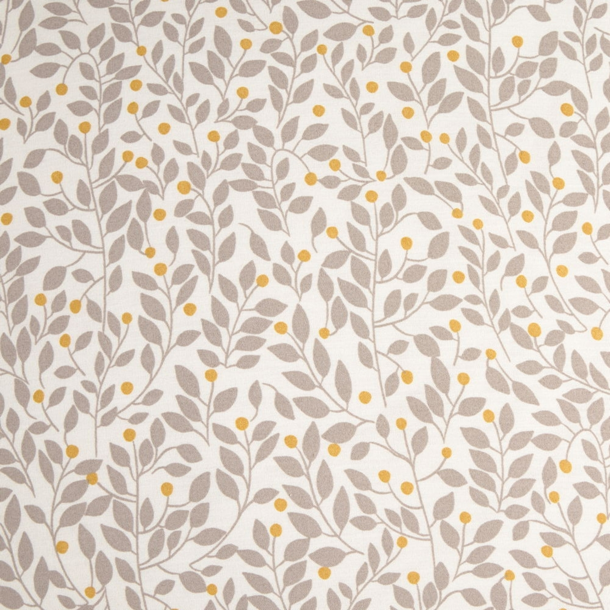 Funda cojín algodón sostenible hojas Foja color amarillo 100% Algodón percal