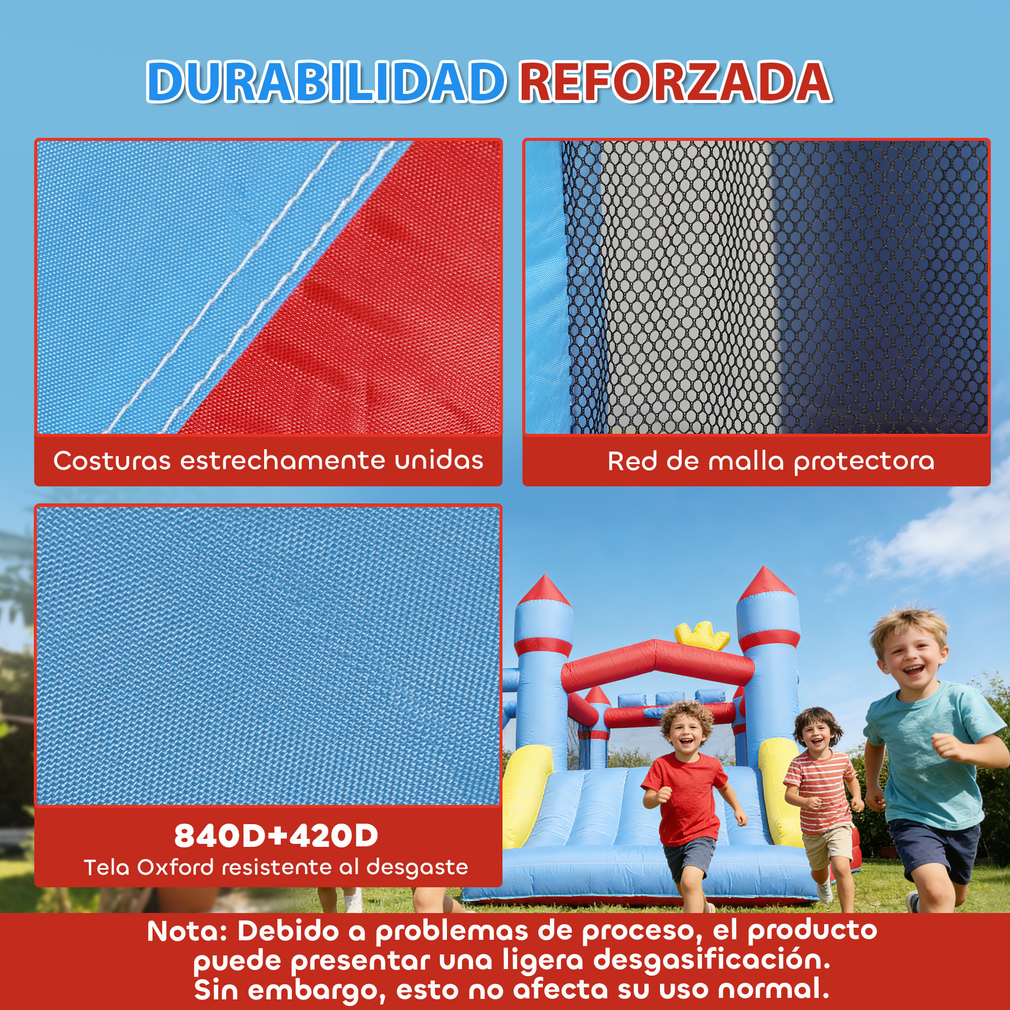 Castillo Hinchable para Niños con Soplador, Castillo Hinchable con Tobogán, Trampolín, Piscina, Pilar de Boxeo y Aro de Baloncesto, para Niños 3-8 Años, Interior y Exterior, 277x270x215 cm