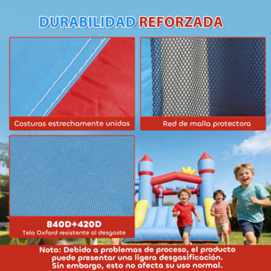 Castillo Hinchable para Niños con Soplador, Castillo Hinchable con Tobogán, Trampolín, Piscina, Pilar de Boxeo y Aro de Baloncesto, para Niños 3-8 Años, Interior y Exterior, 277x270x215 cm