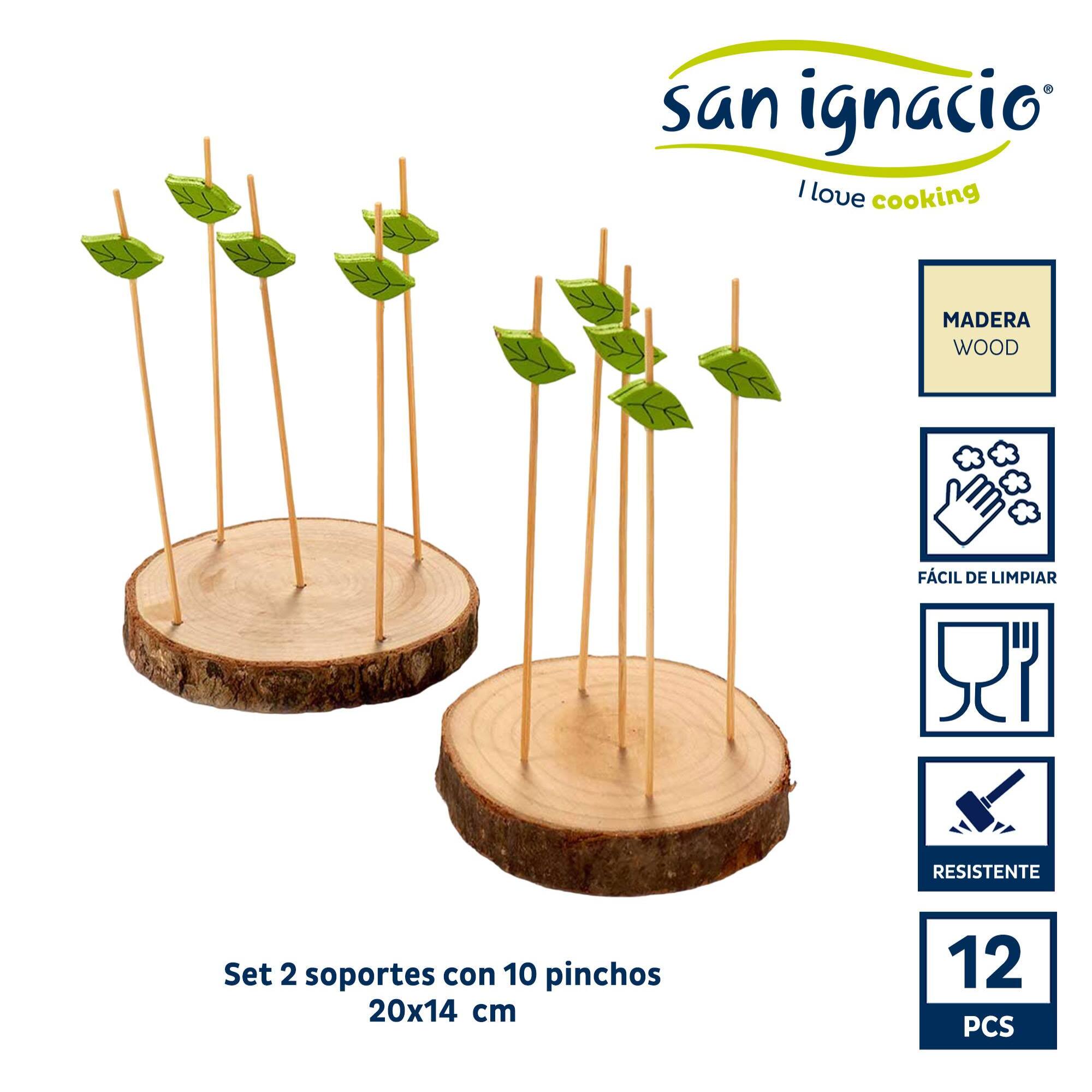 Set 2 soportes tronco madera 10 pincho colección kinvara