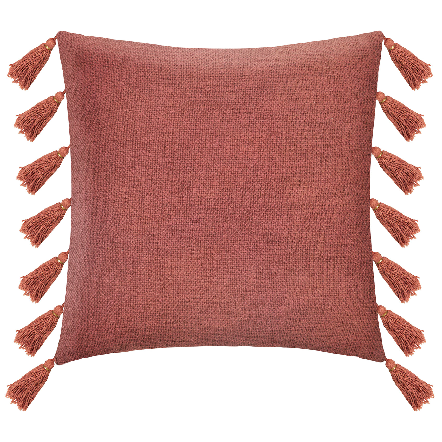 Coussin gypsy avec pompons - Terracotta