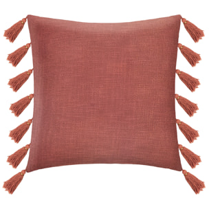 Coussin gypsy avec pompons - Terracotta